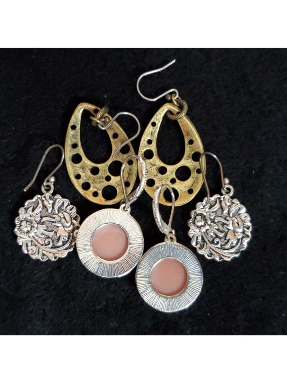Dangle Earring Lot Of 7 Pair Pierced Glass Stone Metal Joan Rivers Sm Med - Picture 6 of 8
